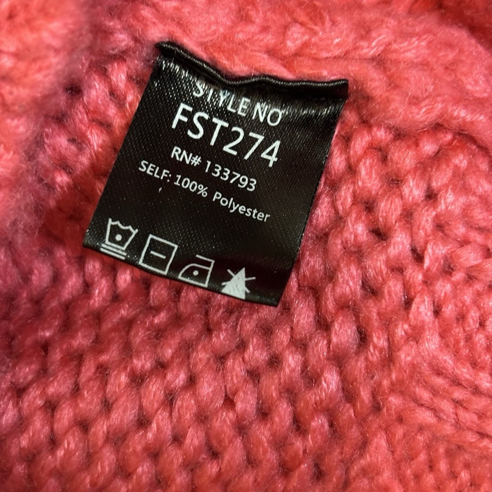 POL Pink V Neck Cable Knit Pullover Cropped Sweater Lace Up Size Medium Boho - Picture 5 of 9